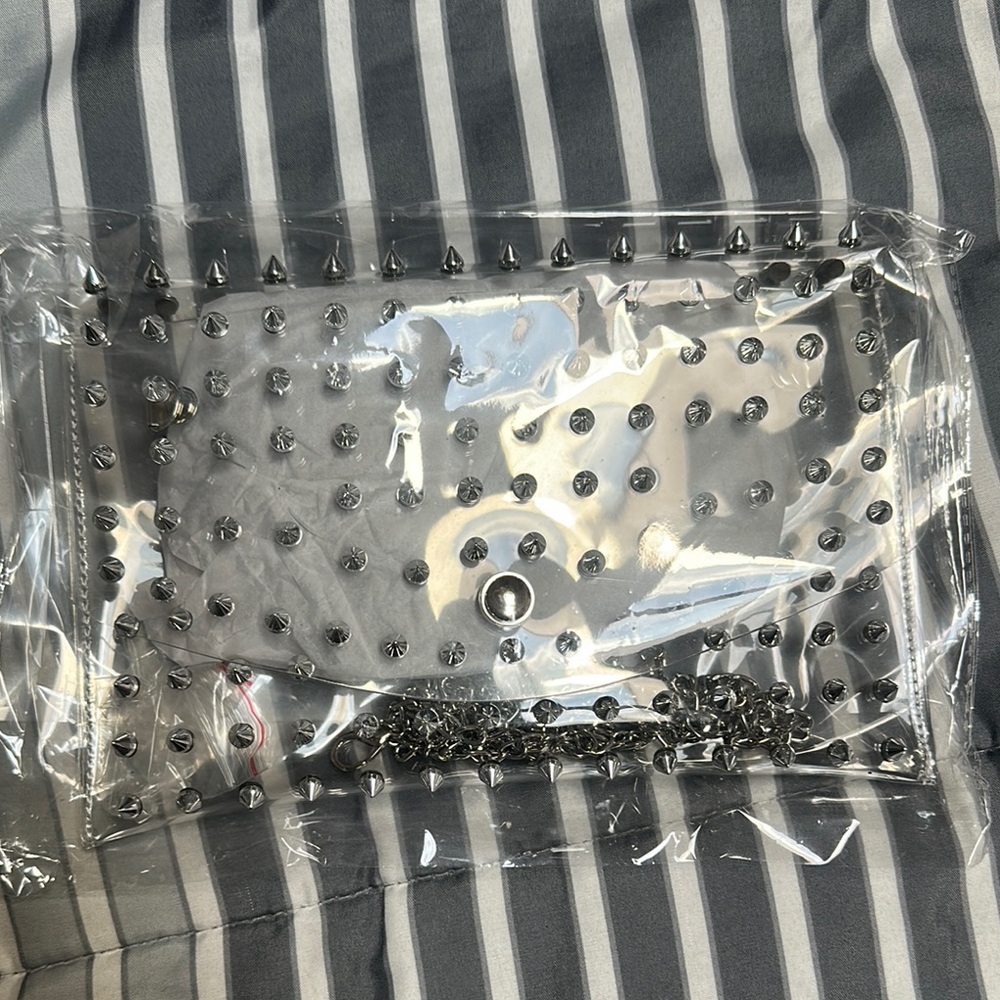 Silver Studded Clear Crossbody Bag